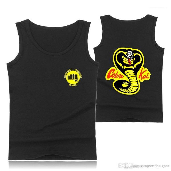 

print mens summer vest sleeveless tshirts crew neck short sleeve couple clothing fashion casual male apparel cobra kai 3d, White;black