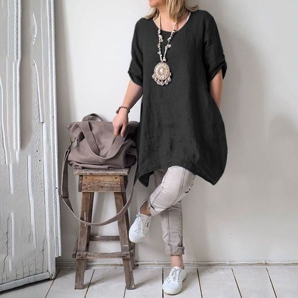 

женщины лето boho платье женский свободный стиль solid feminino платье хлопок повседневный плюс размер дамы платье 2020 горячий продавая, Black;gray