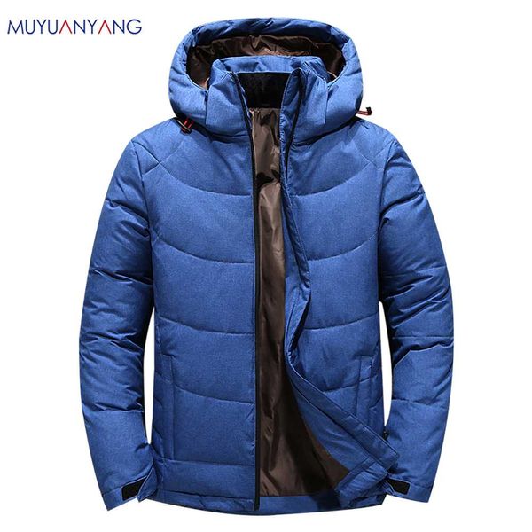 

2019 new men winter duck down male parkas jacket coats mu yuan yang brand solid hooded casual outwear winter down coat, Black