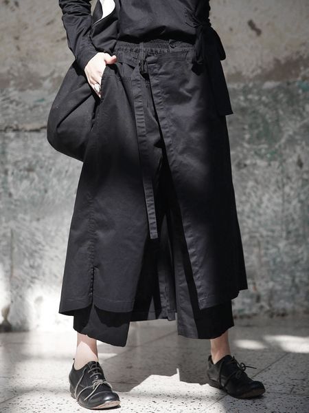 

women trousers new 2019 spring high elastic waist button black loose vent loose long wide leg pants trousers women fashion tide ji084, Black;white
