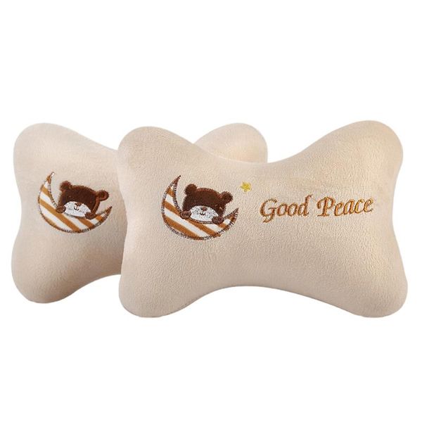 

2pcs cartoon cute universal fit office driving four seasons car headrest elastic strap neck support soft plush relieve fatigue