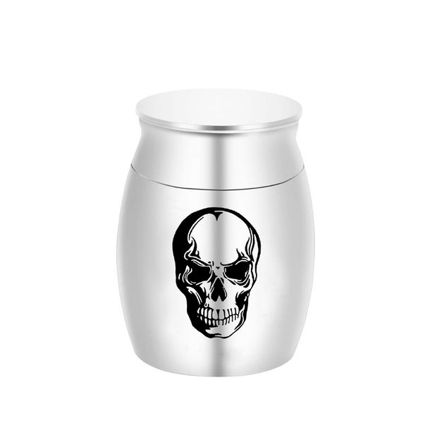 

trendy aluminum alloy skull pet pendant urn casket memorial ashes keepsake cremation urns jewelry 30x40mm, Silver