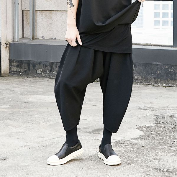 

men japan kimono black pants male streetwear hip hop punk gothic harem trousers oversize loose casual joggers sweatpants