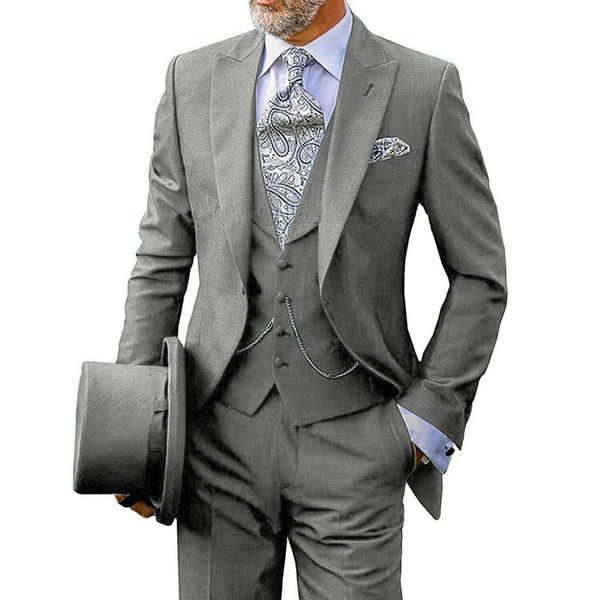 

mens slim fit 3 pieces suits business groom grey purple jacket tuxedos white blazer for wedding prom evening (blazer+vest+pants, White;black