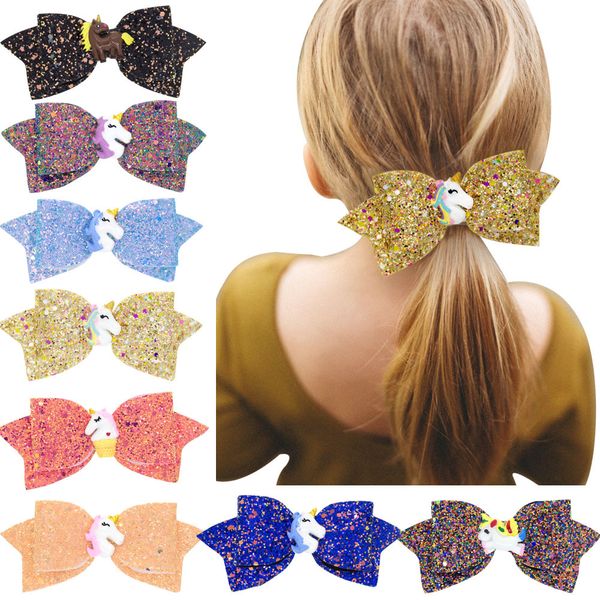 

baby girls barrette kids cute unicorn bokwnot sequins barrettes children hairpins hair clip hair accessory 8 colors 14828, Slivery;white