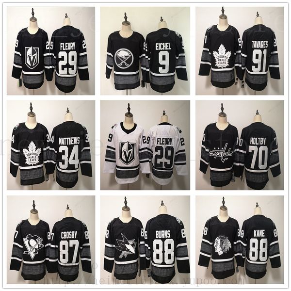 

2019 all-star hockey 91 таварес 88 brent burns 87 сидни кросби 70 брейден холтби 88 патрик кейн марк-андре флери matthews mcdavid трикотажны, Black;red