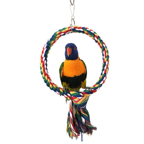 

pet bird toys cotton rope round ring climbing ring parrot natural cotton climbing toy parrot cage toy for agapornis random color