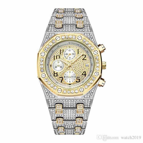 

все циферблаты работы хронографа алмазный iced out часы роскошные дизайнерские часы мужские часы tachymetre часы кварцевые часы royal oak, Slivery;brown