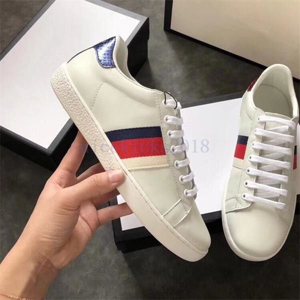 

2019 women casual shoes fashion luxury brands designer sneakers lace-up running shoes green red stripe black leather bee embroidered t01