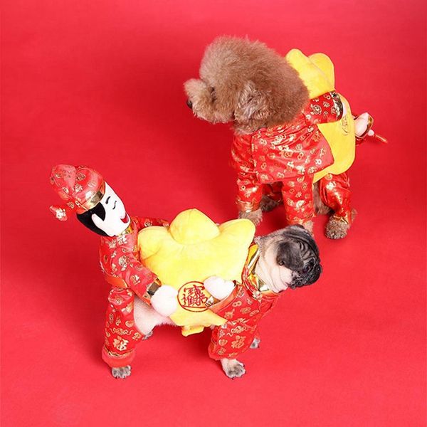

god of wealth rider dog costume lucky knight chinese style halloween pet clothing