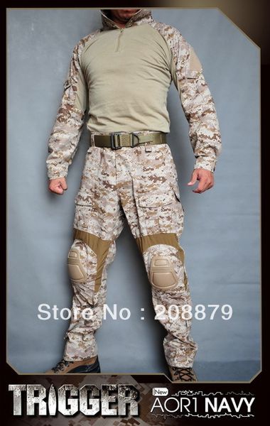 

allwin tactical bdu nevy seal aor1 desert camoufl combat shirt + pants / bdu army clothing ( with the protective pads, Camo