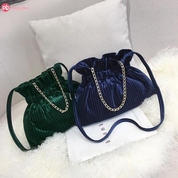 

1pcs retro women handbag crossbody bag corduroy shoulder drawstring bucket bags 32x22x2cm