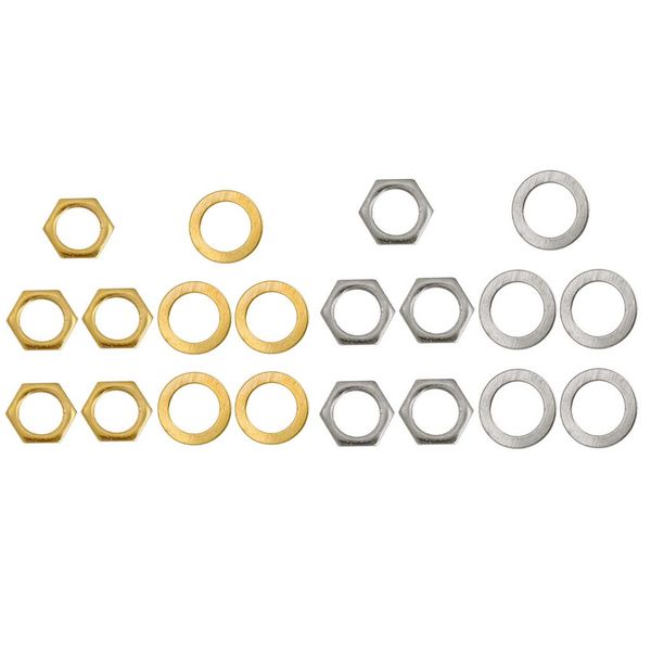 

10 pcs electric guitar bass jack output socket nuts washers gold and silver