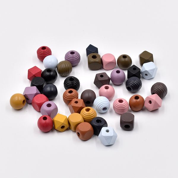 

20pcs new color wooden beads mix handmade 12mm ball can chew diy nursing jewelry organic teething bracelet beadsd