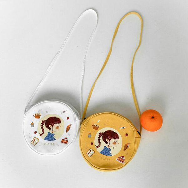 

небольшой крест холщовая сумка мобильный телефон сумка на плечо симпатичная девушка мультфильм печати сумка-мессенджер кошелек круглый мешок