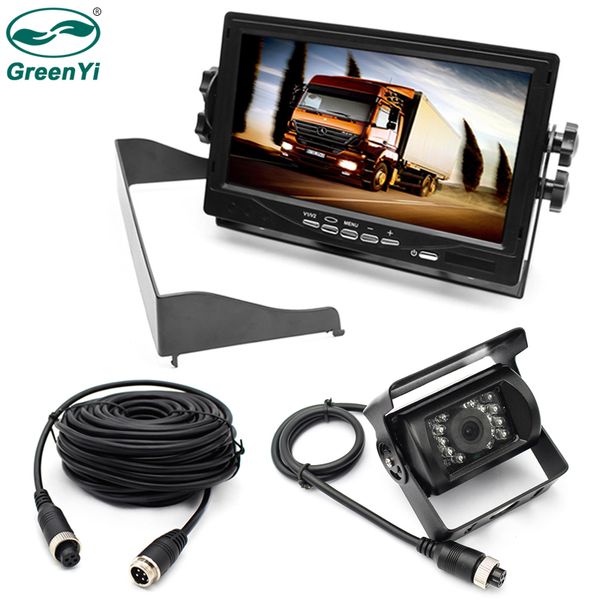 

greenyi large vehicle truck bus 7" tft lcd monitor 2 video input + metal ir rear view camera no parking line aviation grade car