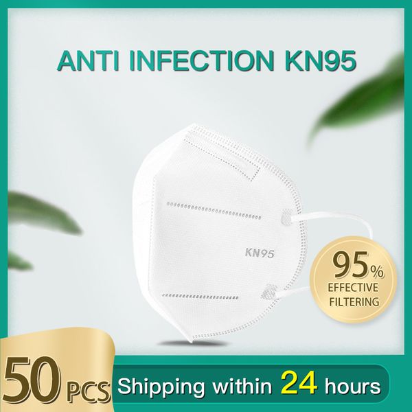 

50 pcs kn95 mask fda certificate antiflu flu infection face masks particulate respirator pm2.5 same protective as kf94 ffp2