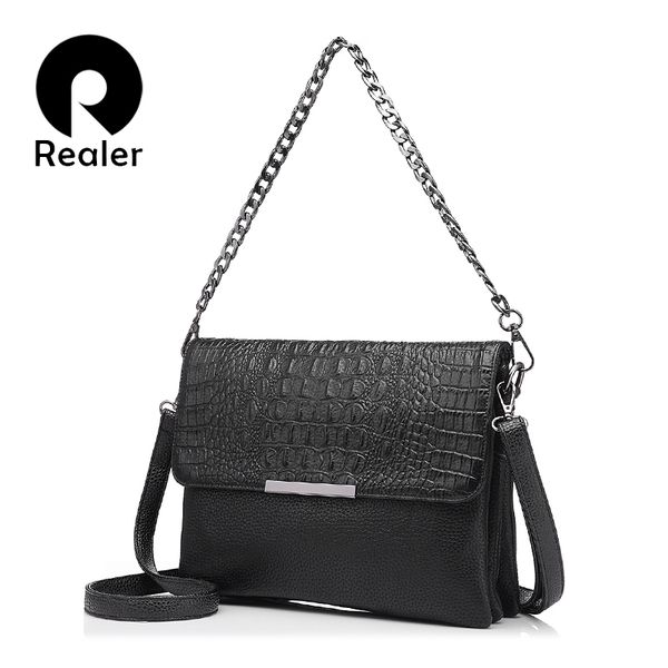 

realer messenger bags women artificial leather handbag clutches with crocodile pattern chain fashion ladies shoulder bag t200223