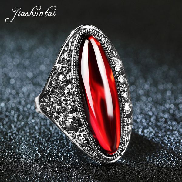 

jiashuntai ретро серебряные кольца для женщин vintage большие кольца 100% стерлингового серебра 925 женский 4 цвет лучшие подарки
