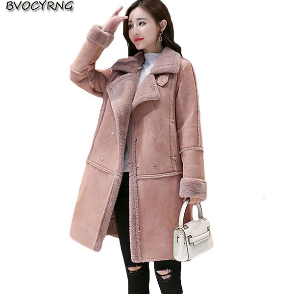 

middle ages female lamb fur coat 2019 autumn and winter new fashion random long deer coat women winter heavy parka, Black