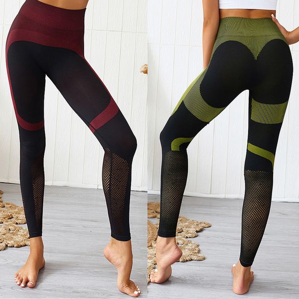 

women's seamless hip tightening sports running leggings push up elastic slim workout legging high waist sport legins 7.12, Black