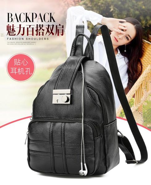 

ladies backpack women bag 2020 new korean simple casual soft leather anti-theft travel backpack
