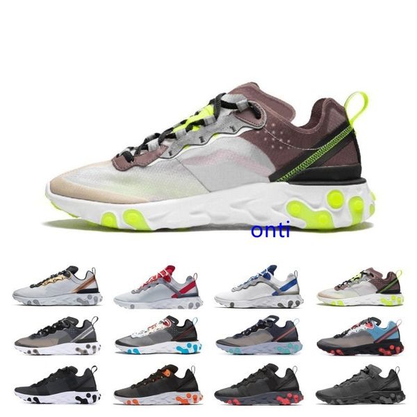

sale react element 87 55 running shoes for men women sail se taped seams royal tint anthracite total orange green mist sneakers, Black