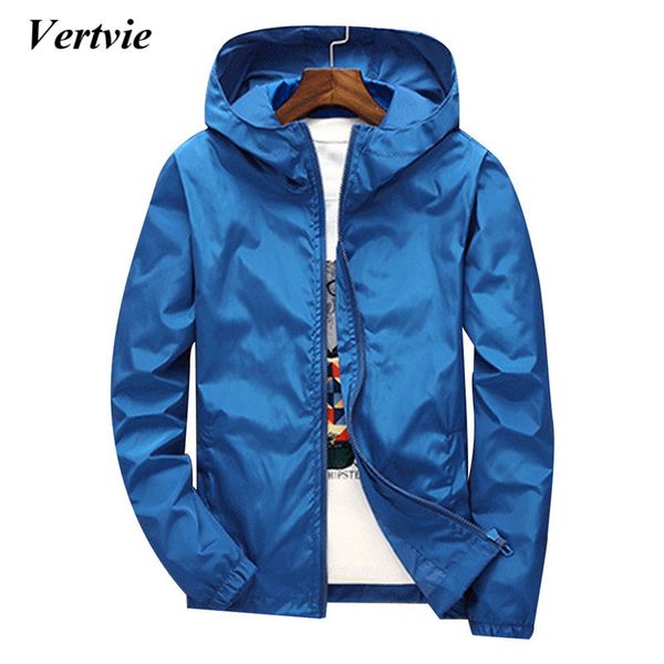 

vertvie 2018 autumn new windbreaker jackets men hooded basic jackets coats jaqueta masculina male causal zipper clothes, Black;brown