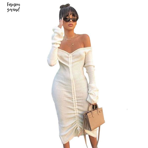 

передняя кулиской sexy женщины платья бинты белый разрез шеи длинные рукава платья партии осень зима плеча платье макси, Black;gray