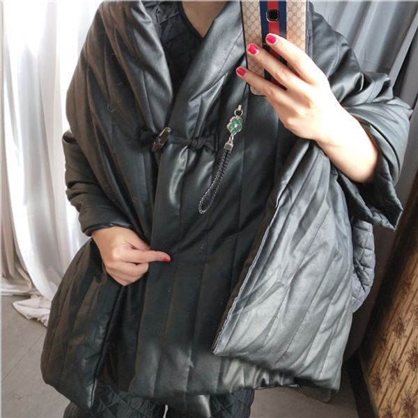 

superaen europe fashion warm women's parkas coat winter new 2019 cotton wild horn button parkas coat female solid color, Black