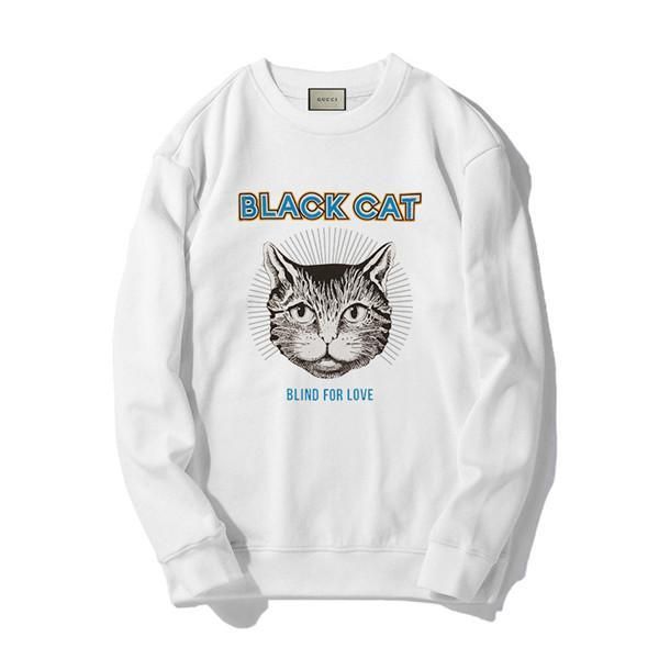 

19fw luxurious italy brand hoodie long sleeve crewneck sweater sweatshirt fashion cat head print pullover hoodie outdoor sweatshirt, Gray;blue