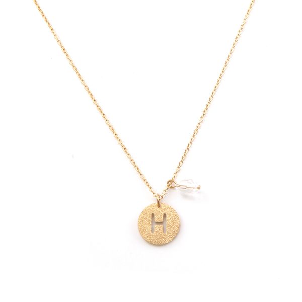 

vinnie design jewelry shining gold color pendant necklace 45cm stainless steel initial letter chain necklaces with clear dangle, Silver