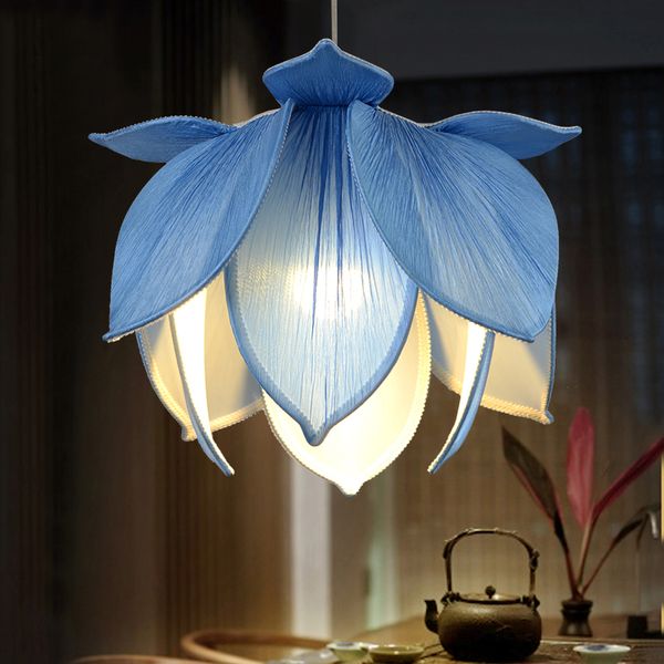 

40 см китайский стиль ткань люстра творческий лотос кулон