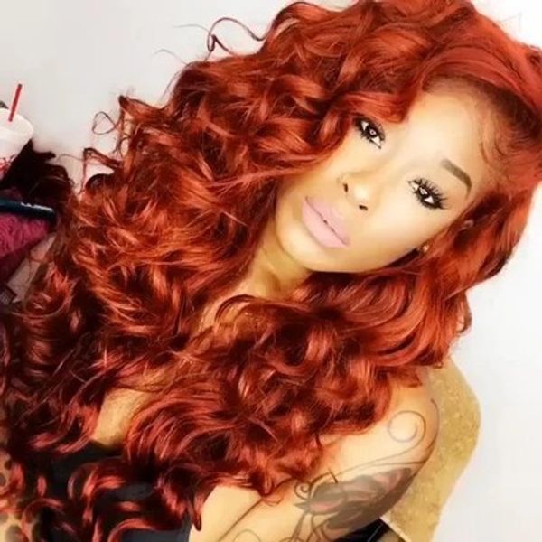 

women cosplay long orange curly wig synthetic loose wavy glueless hair, Black