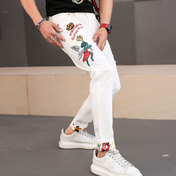 

w05694 fashion men's jeans 2020 runway famous european design party style men's clothing, Blue