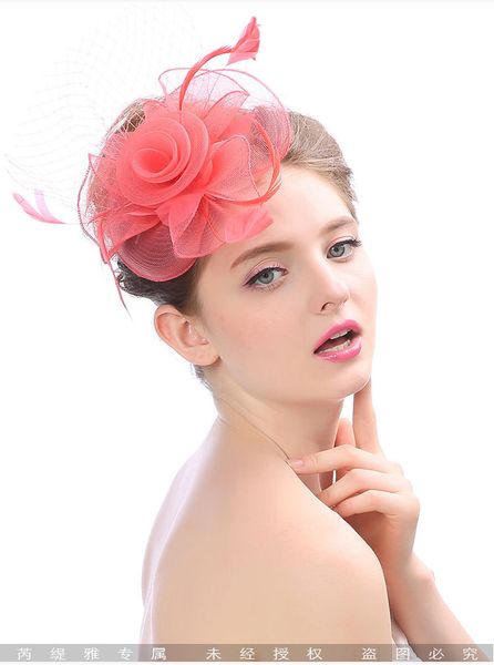 

european and american-style mesh bridal headwear hat vintage costume party feather hair accessories wedding accessories evening hat wholesal