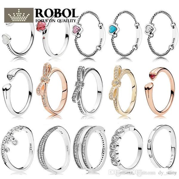 

original 925 sterling silver diy trend brand ring bow heart-shaped open ring with original engraving wholesale