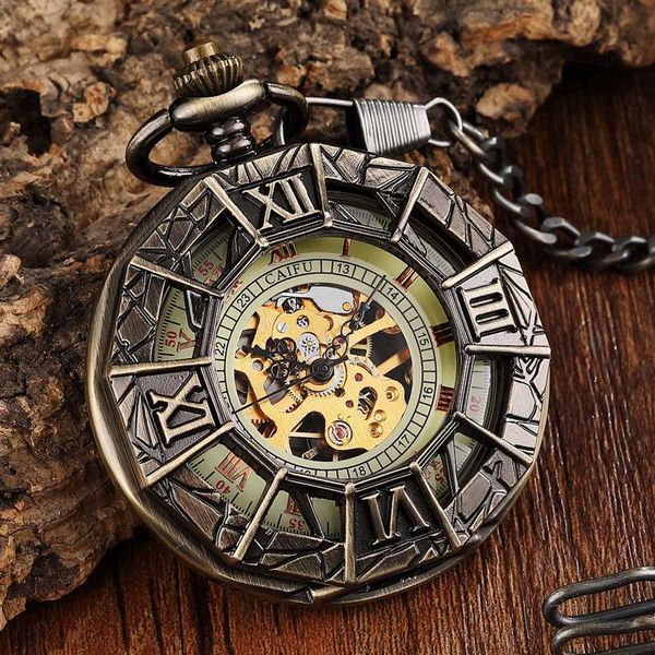 

vintage mechanical pocket watch antique spider engraved hollow roman numerals steampunk necklace fob watches pendent chain clock, Slivery;golden