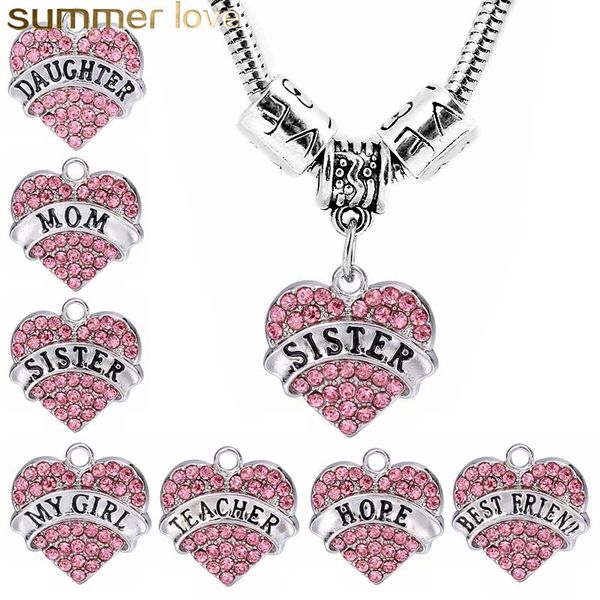 

new fashion love beads heart family friends charm bracelet for women pink white blue crystal letter bracelet thanksgiving jewelry gift, Black