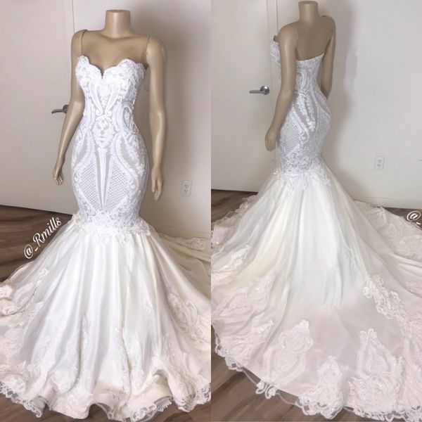 

2020 simple 3d lace applique wedding dresses strapless mermaid bridal gowns plus size backless bohemian wedding dress