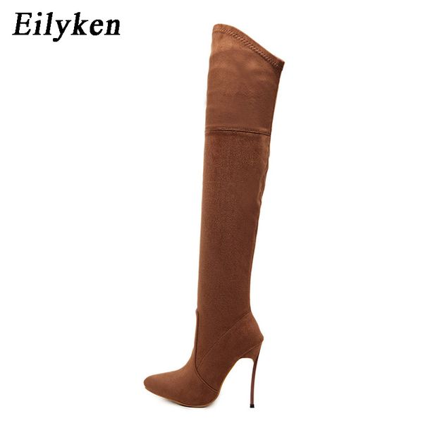 

eilyken 2019 autumn winter women stretch slim thigh fashion over the knee boots high heels shoes woman sapatos mx200324, Black