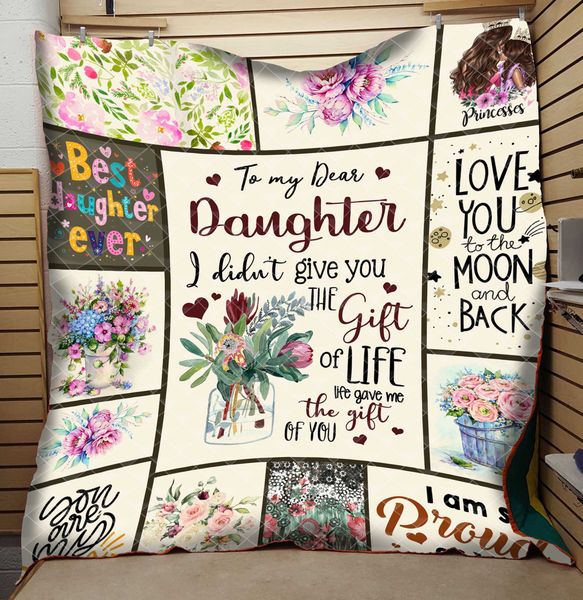 

to my dear daughter quilt printed by 3d digital printing and cotton summer cool quilt air conditioner washed by water factory