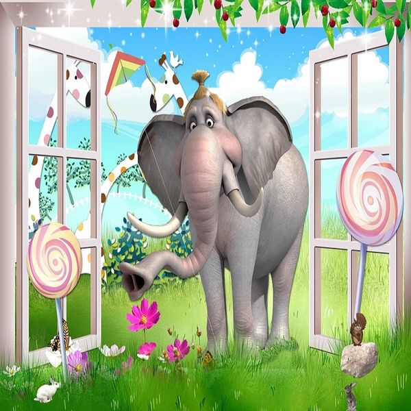 

custom large mural 3d wallpaper children's paradise fantasy cartoon elephant bedroom mural tv back wall decor deep 5d embossed