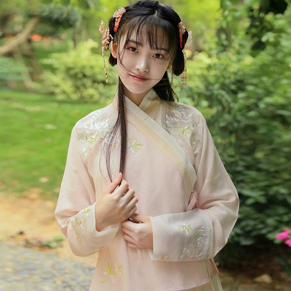 

chinese traditional hanfu women daily dress fairy cosplay folk ancient costume new year party embroidery hanfu dress dresses, Black;red