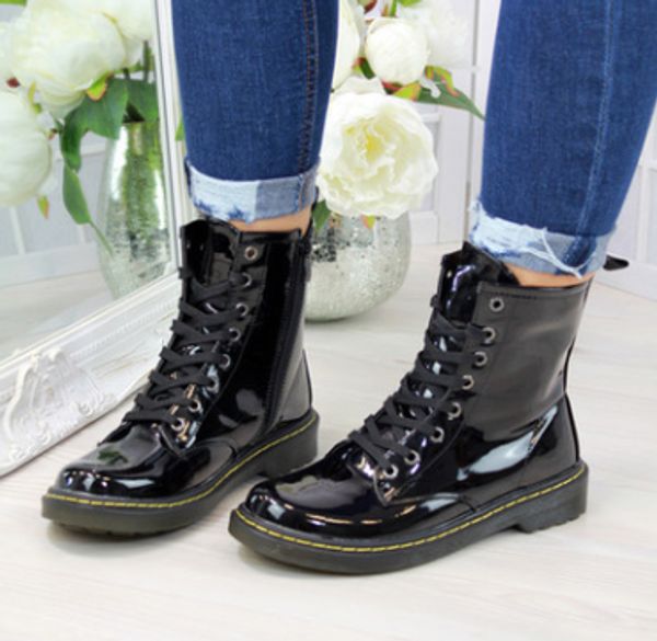 

boots for women motorcycle boots lace up pu leather shoes gladiator fashion booties botas mujer invierno zapatos d67, Black