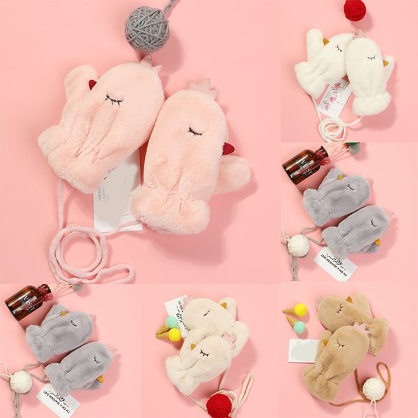 

children's plush warm neck mittens fashion cute cartoon outdoor plush gloves