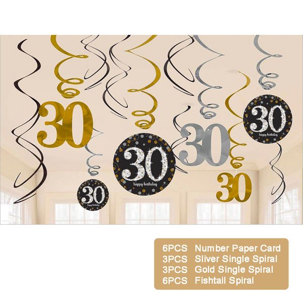 

40th birthday party decor 30 years pecoration party spiral ornaments 60th birthday latex sequin balloon decorations adult