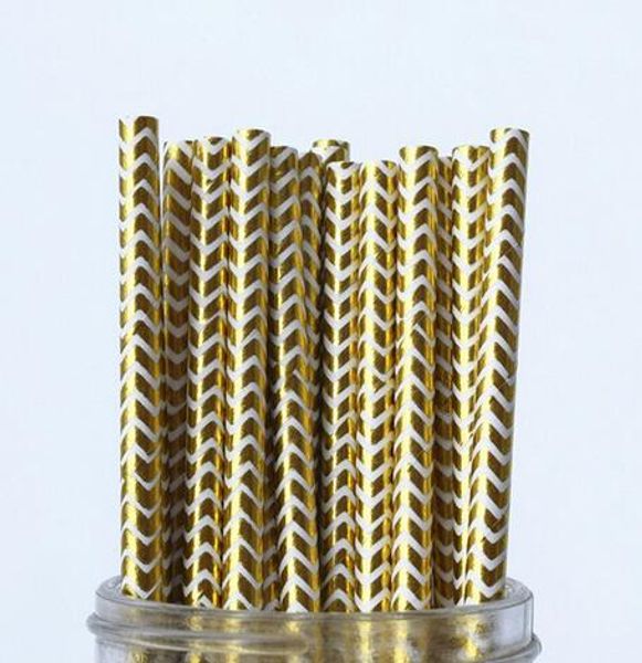 

25pcs metallic flamingo gold heart star foil stripe paper straws gold foil stripe paper straws silver foiled stripe chevron