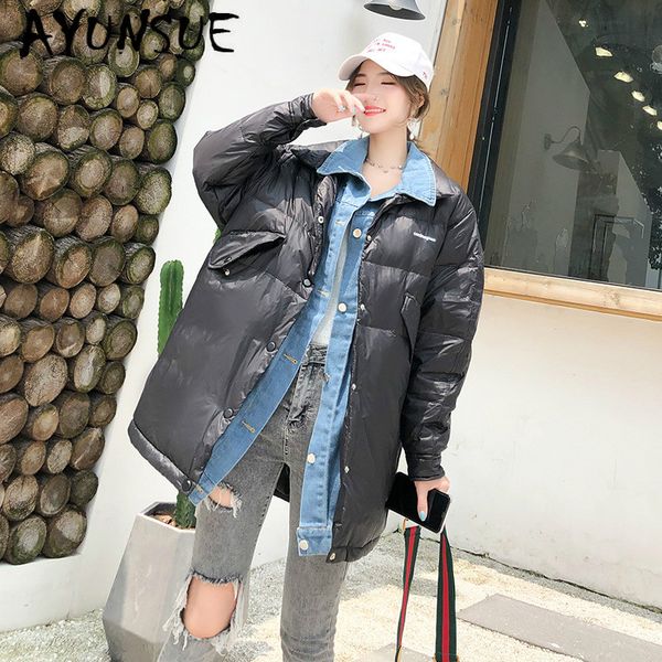 

ayunsue 2019 winter caot women down jacket korean puffer jacket female duck down coat chamarras de mujer 9629 yy1247, Black