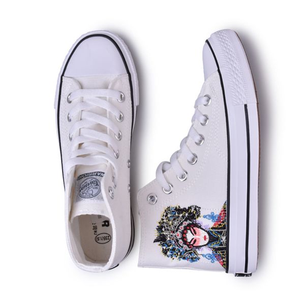 

2020 new fashion designer men and women couples hand-painted canvas shoes white shoes wxy-a930wj, Black